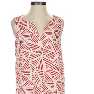 Creative Commune Patterned Sleeveless Red & White Blouse